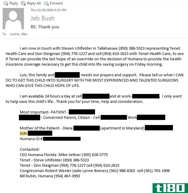 杰布·布什在网上发布包括佛罗里达州居民社会保障号码在内的电子邮件