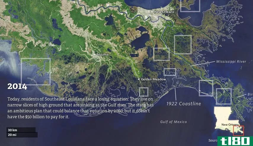 地图揭示了气候变化将如何淹没路易斯安那州