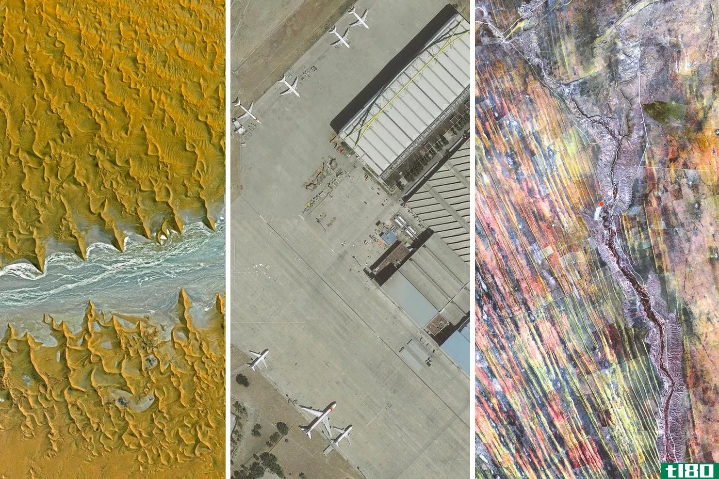 沙漠和机场的卫星照片是完美的手机壁纸