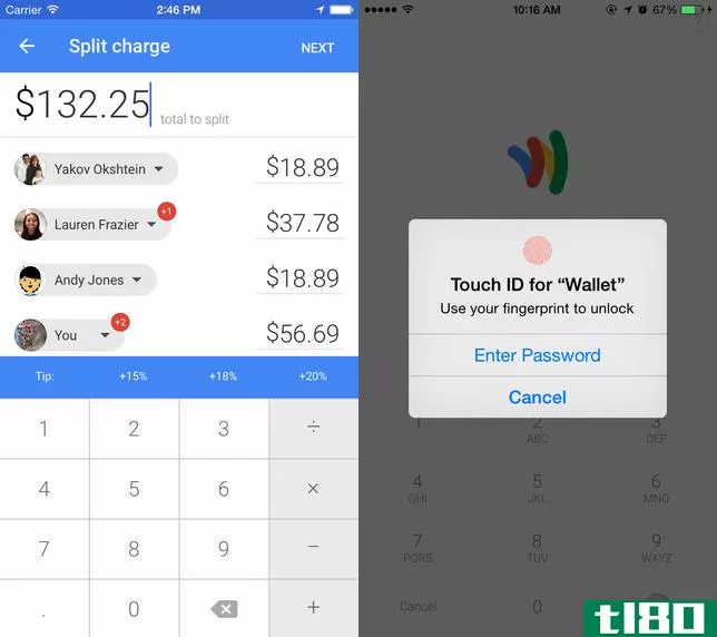 google wallet for ios现在支持touch id，并帮助您拆分账单