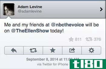 亚当·莱文（adam levine）在与三星（samsung）同台亮相不到一周后，通过iphone发布推特