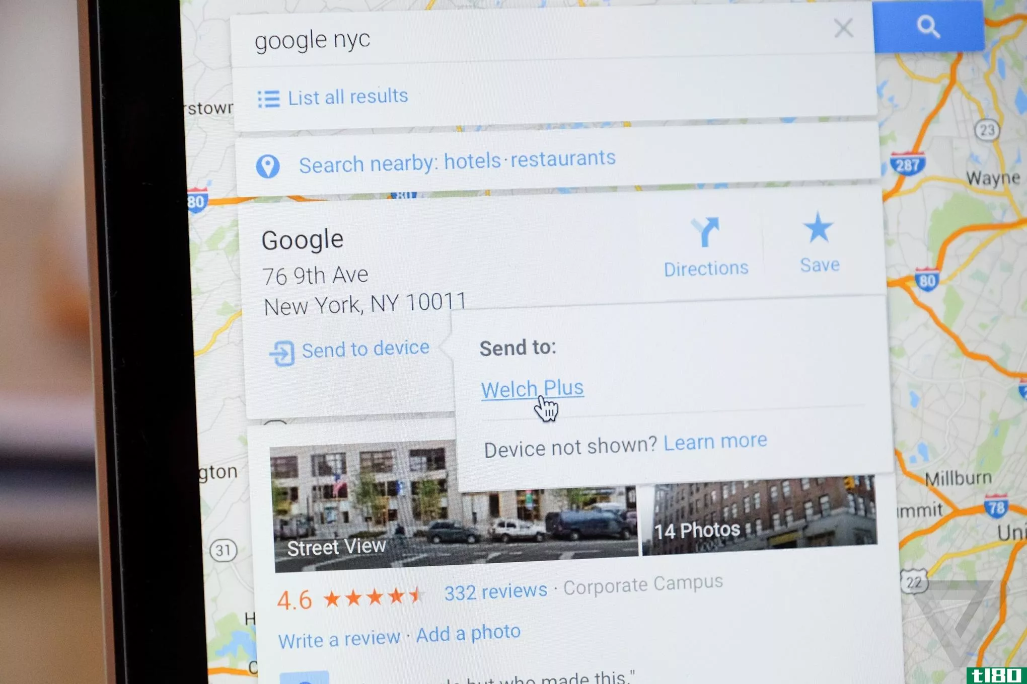 谷歌地图现在可以让你从桌面发送地点到你的iphone