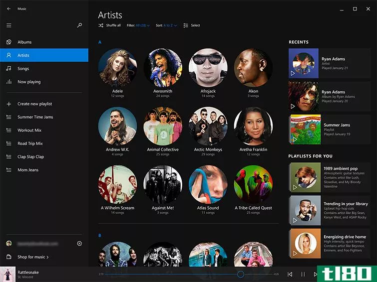 windows10的新音乐应用程序看起来像微软的spotify版本