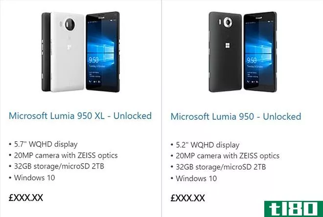 微软商店意外地在网上列出了新的lumia 950旗舰