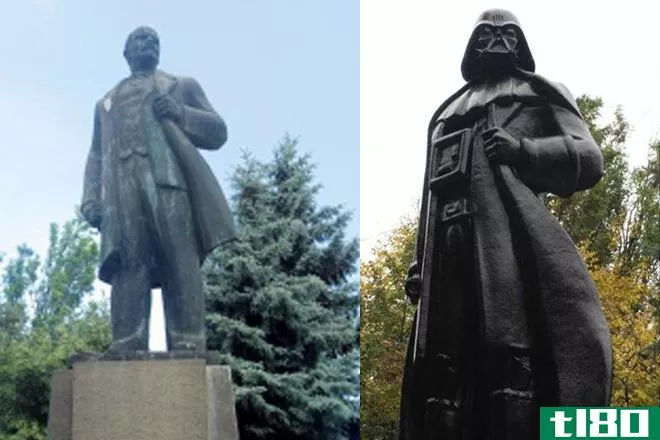 弗拉基米尔·列宁的雕像被改造成达斯·维德