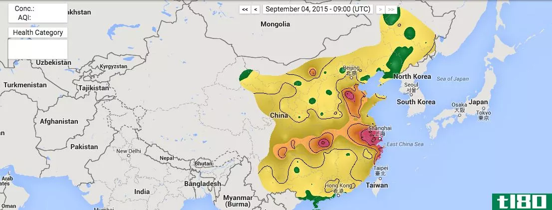 实时查看中国的空气污染