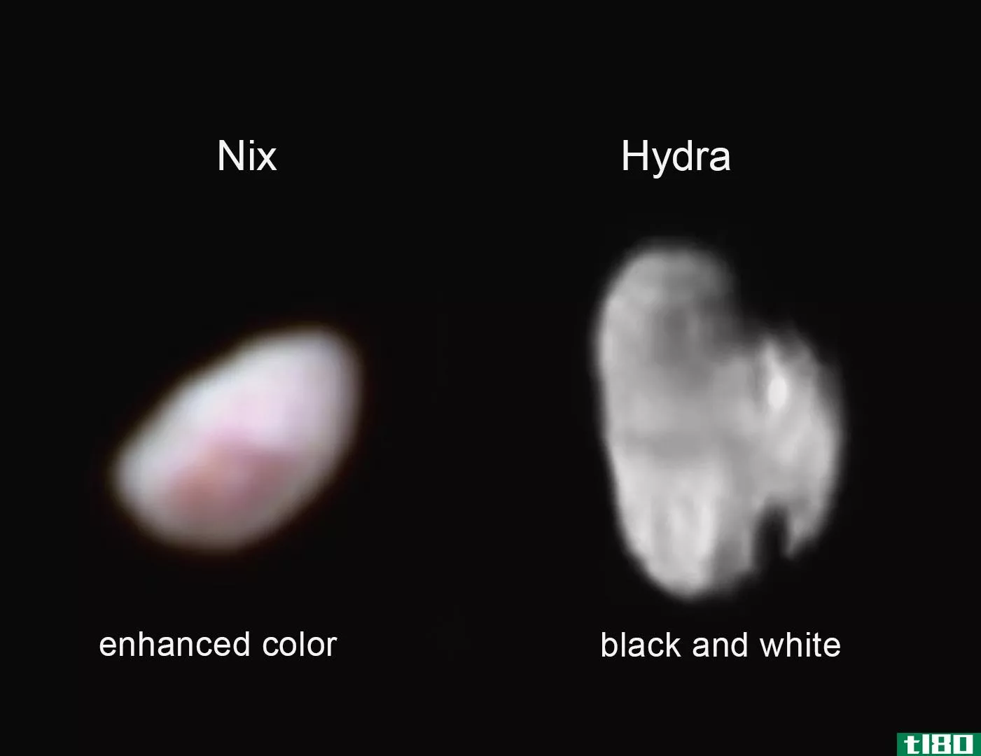 美国宇航局公布了冥王星形状怪异的卫星尼克斯和九头蛇的近景照片