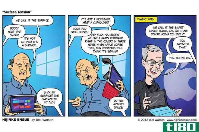 一个漫画预言三年前苹果发明了微软的surface