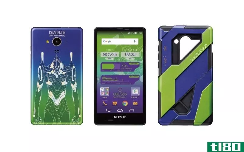 这款neon genesis evangelion智能手机是紫色、绿色和华丽的