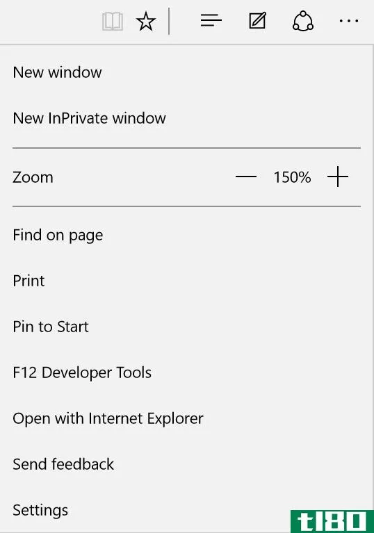 Edge Browser menu