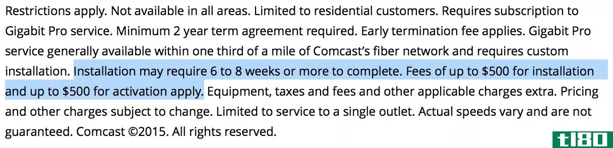 康卡斯特的2gbps互联网每月花费300美元，安装费用巨大