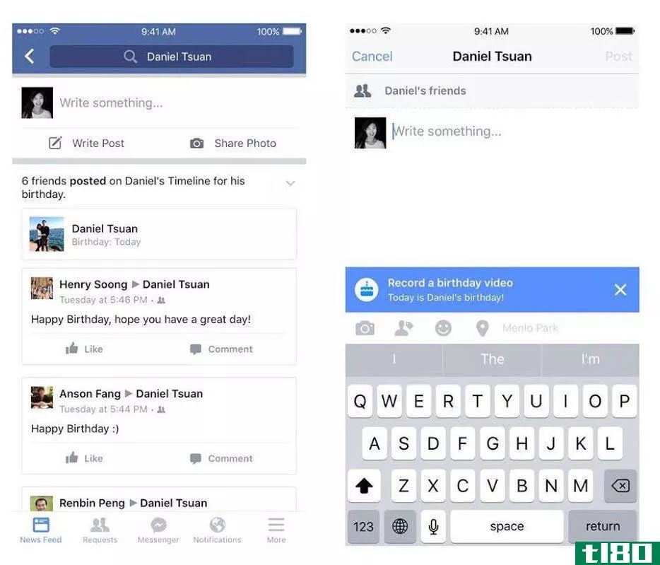 facebook增加了一个生日视频摄像头，可以向朋友发送15秒的信息