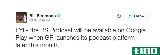 比尔·西蒙斯说，googleplay的podcast部分将于本月推出