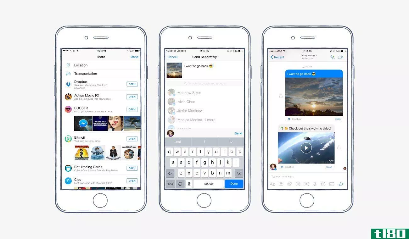 facebook messenger现在可以发送和预览dropbox文件