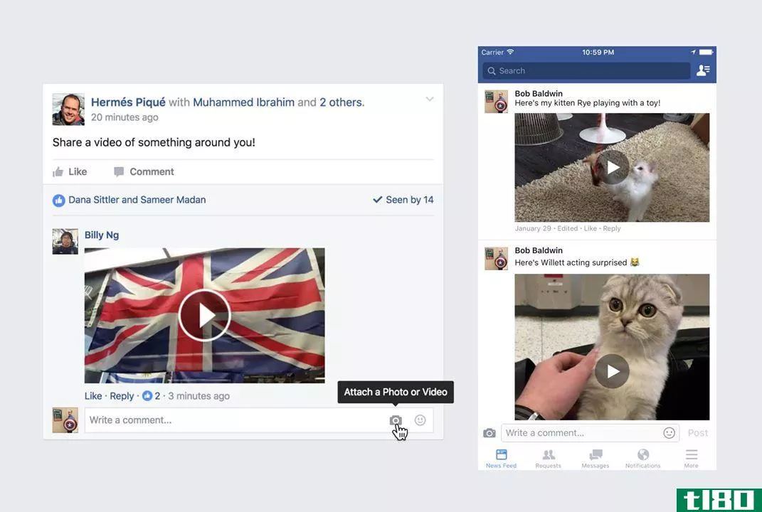 facebook允许用户上传评论中的视频