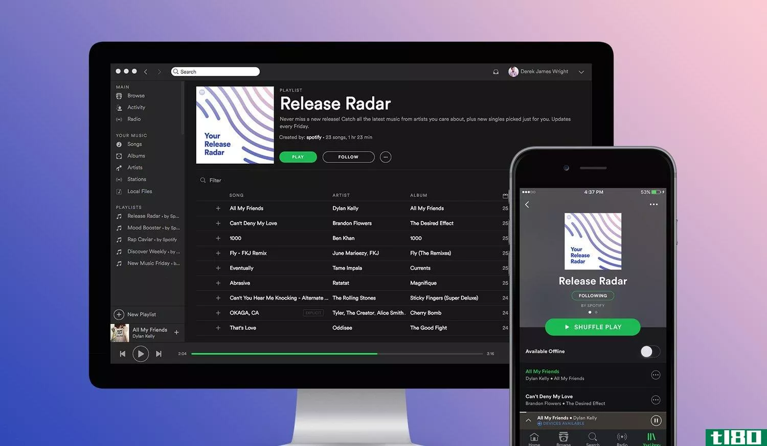 spotify的release radar是一个全新音乐的个性化播放列表