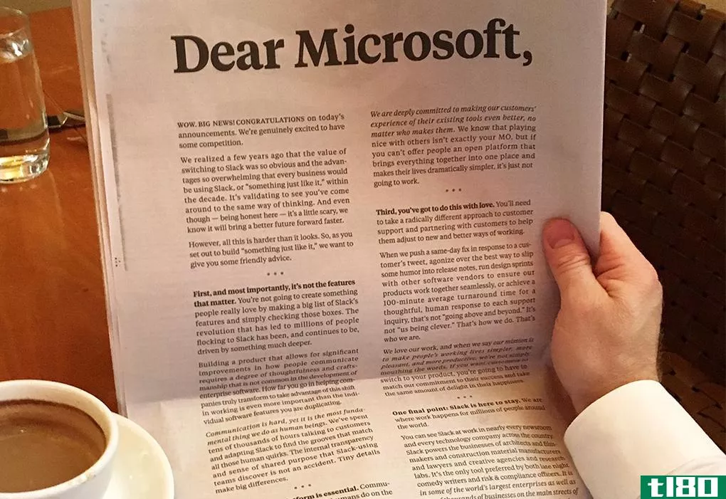 为什么slack会后悔给微软的那封微不足道的信