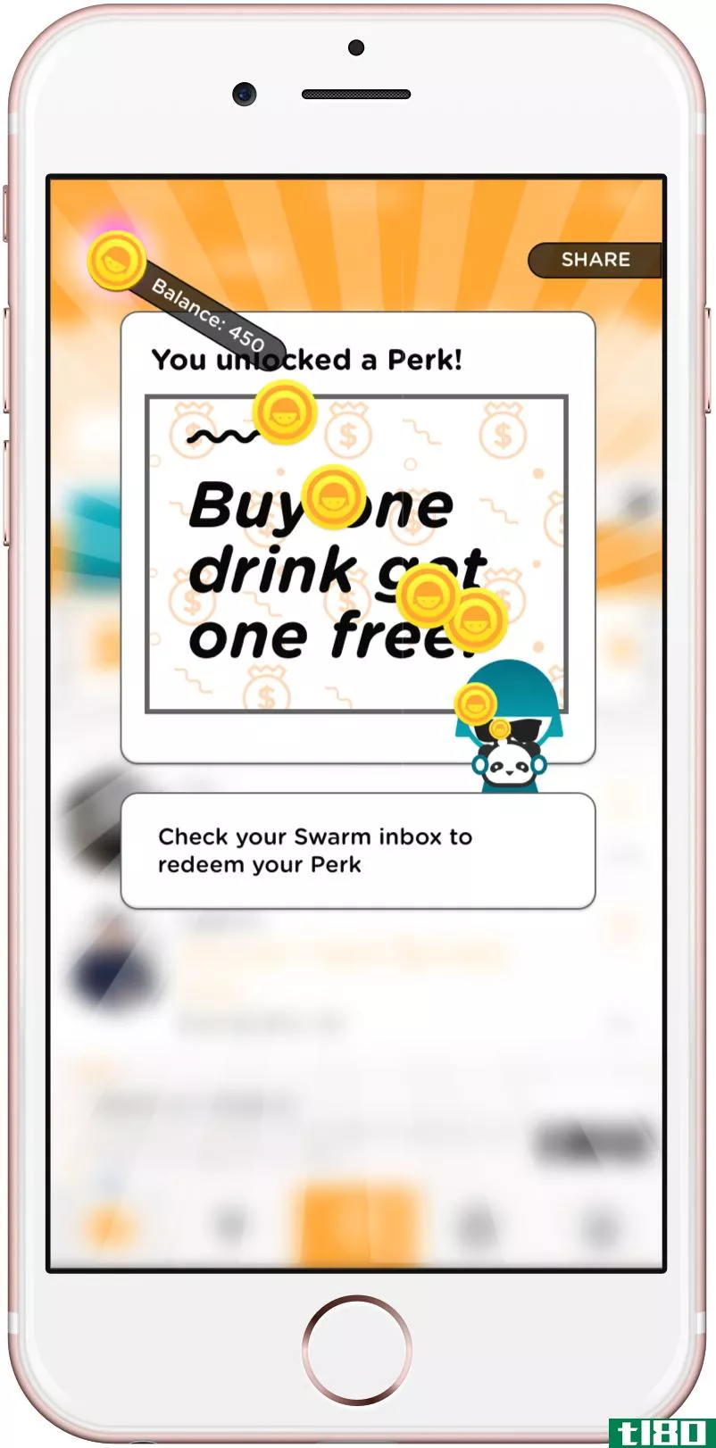 foursquare的swarm应用程序可以让你在真正的交易上花费虚拟硬币