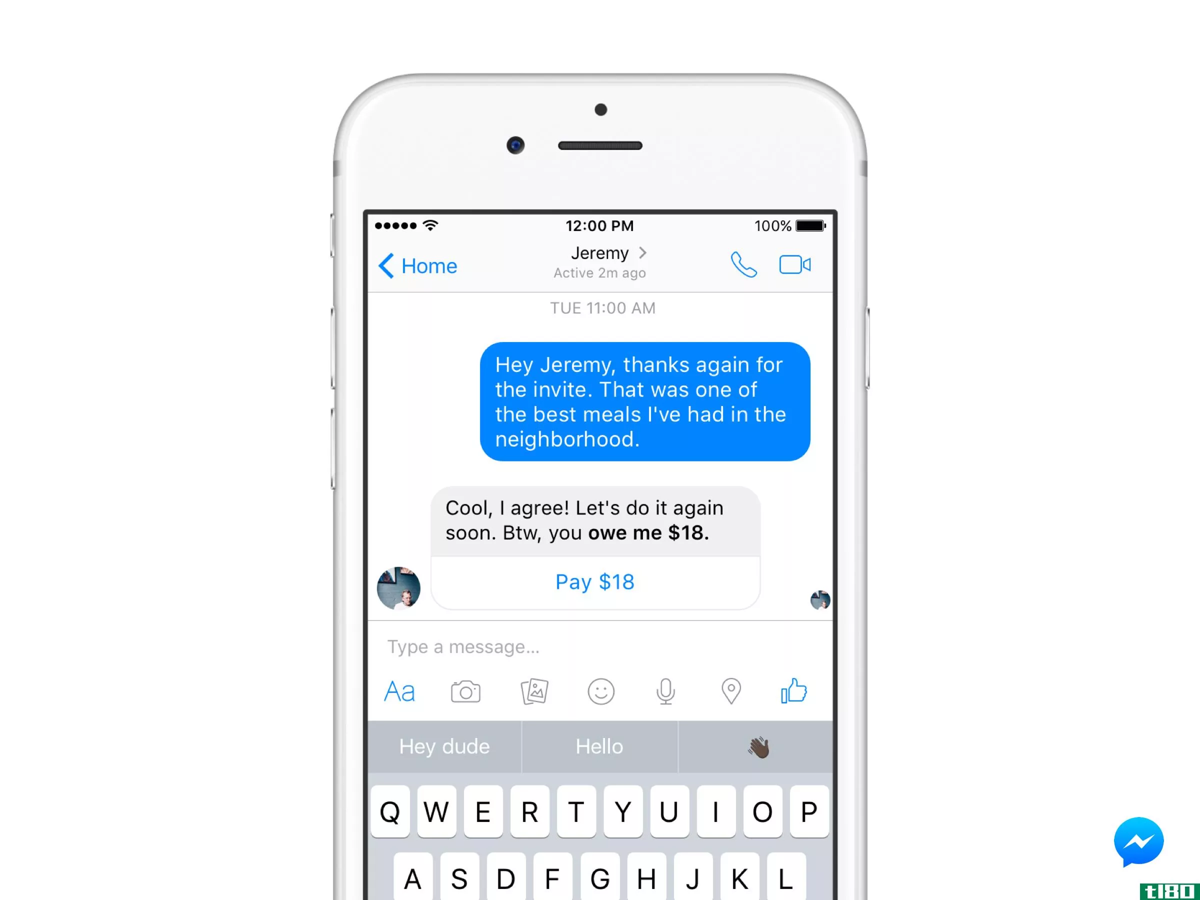 facebook messenger正在使用机器学习来提示你偿还你的朋友