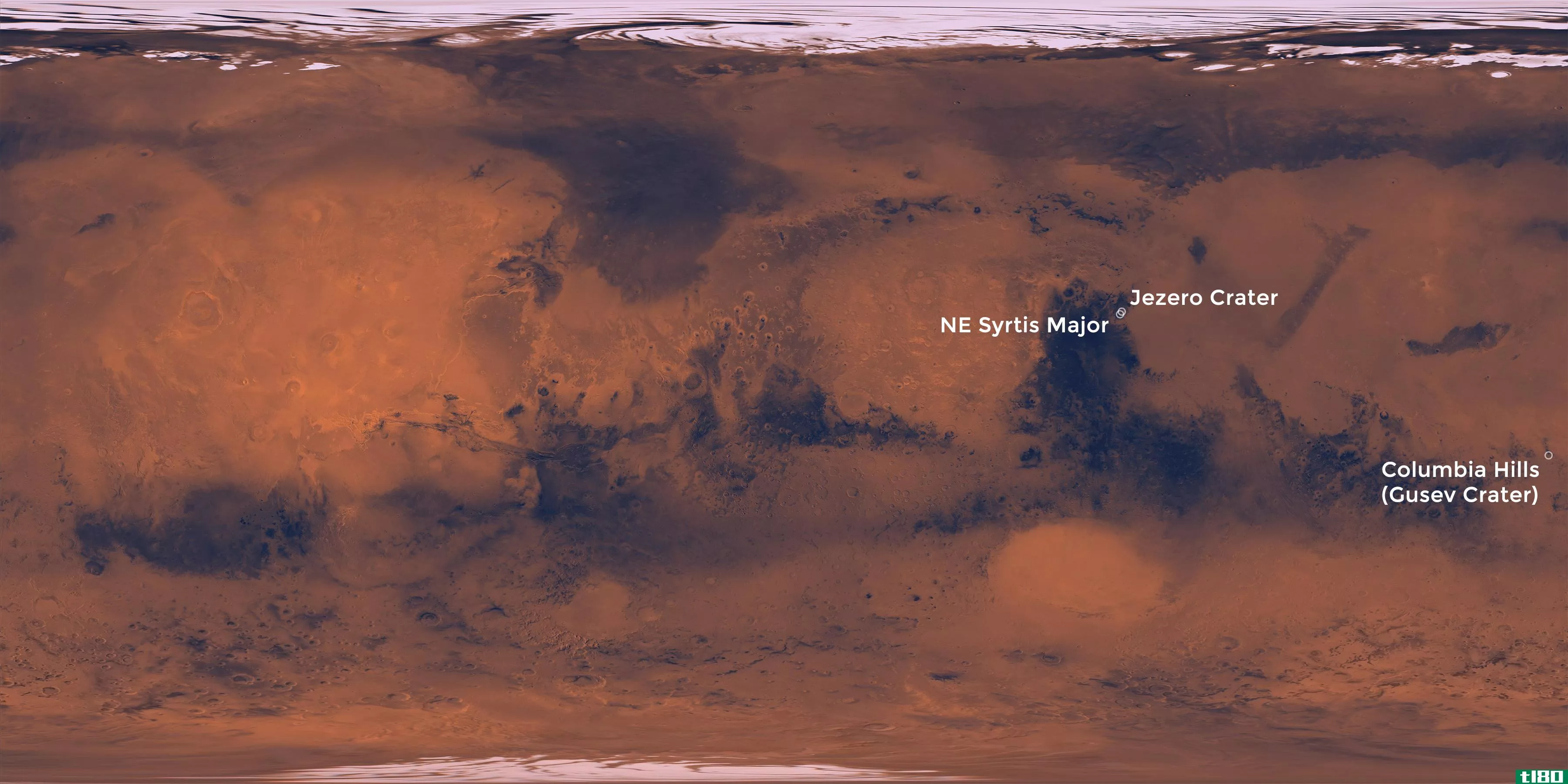 美国宇航局已经为其火星2020探测器选定了三个可能的着陆点