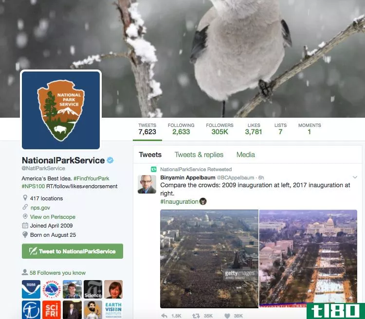 国家公园管理局在推特上狡猾地嘲弄特朗普总统