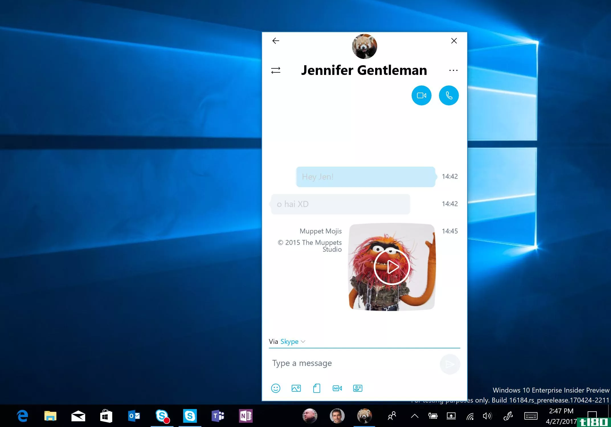 微软最新的windows10预览版允许你将联系人固定到任务栏