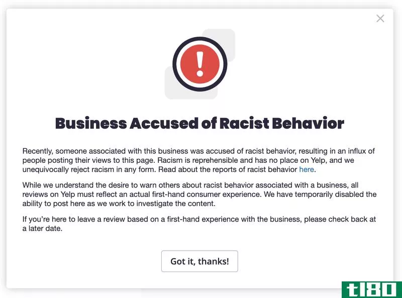 Illustration for article titled What Does it Mean When Yelp Flags a Business as Racist?