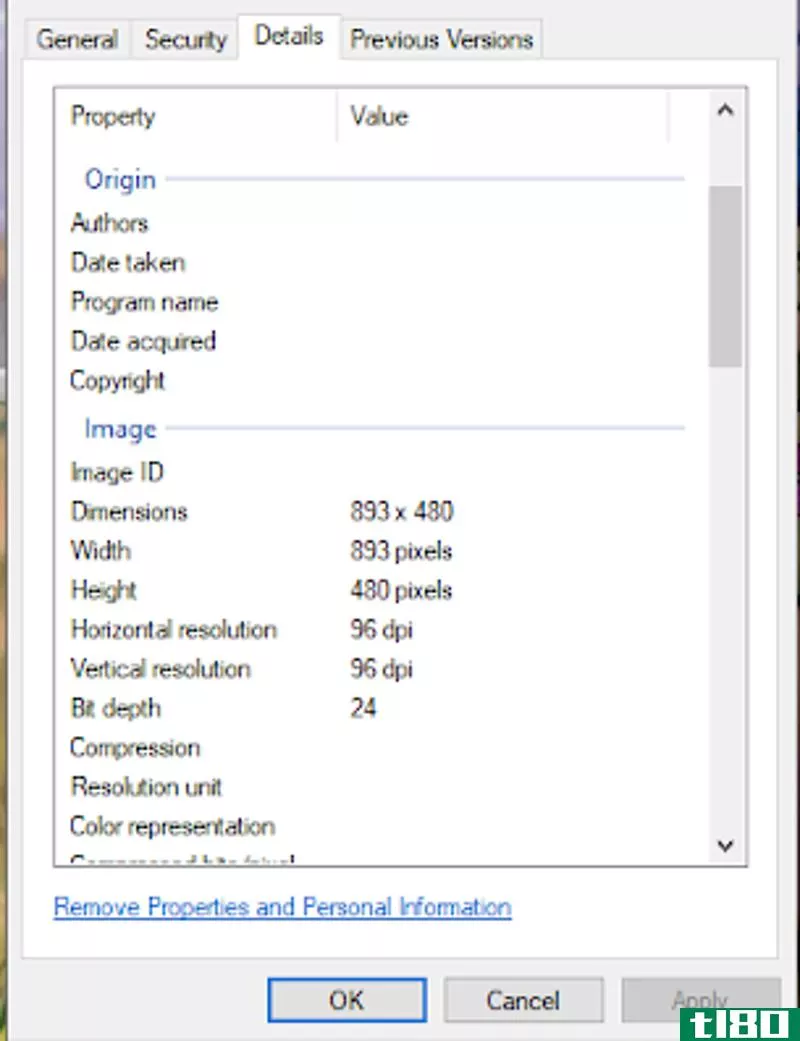 viewing image metadata in Windows 10