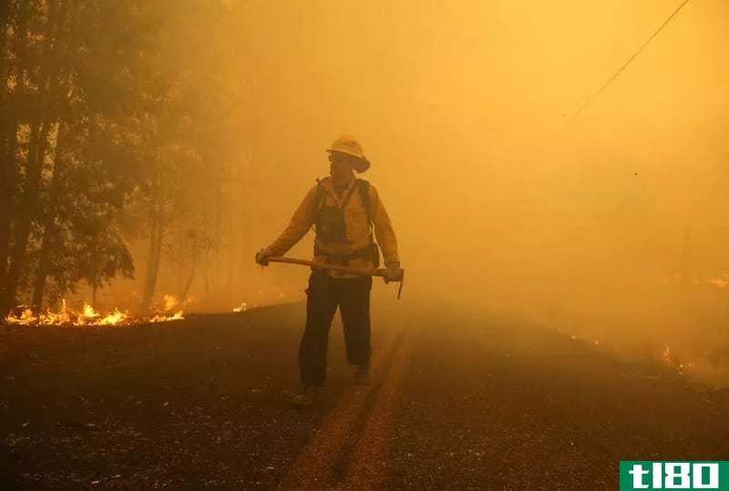 A firefighter in Windsor, California on October 27.