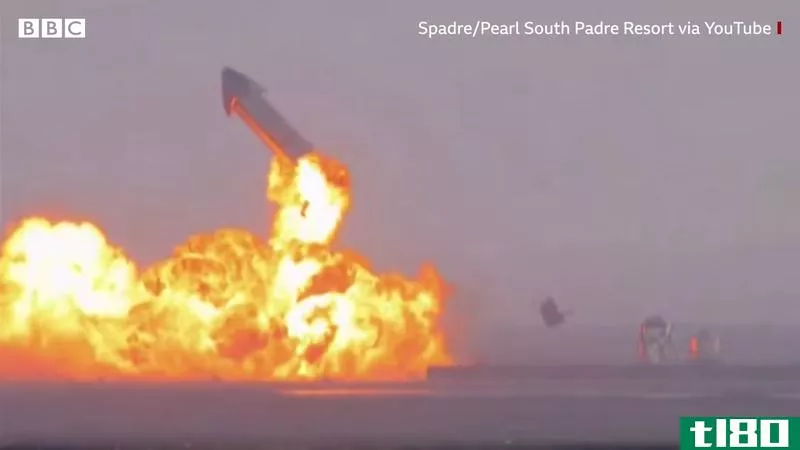 Screenshot of BBC report on the SpaceX test flight explosion on March 3, 2021