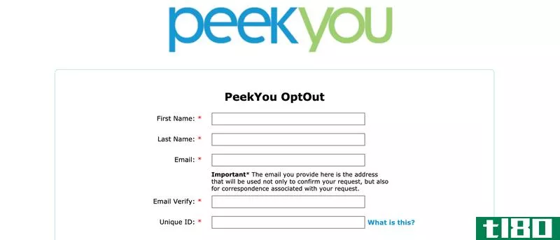 A screenshot of Peek You's Opt-Out page