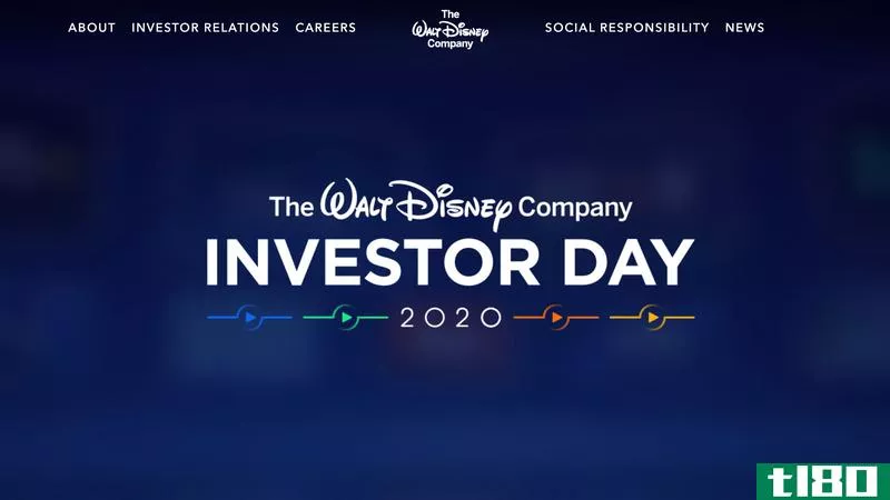 Screengrab of Disney Investor Day landing page