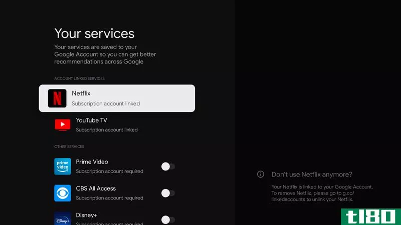 Swap out your preferred streaming services any time in the Settings panel. 
