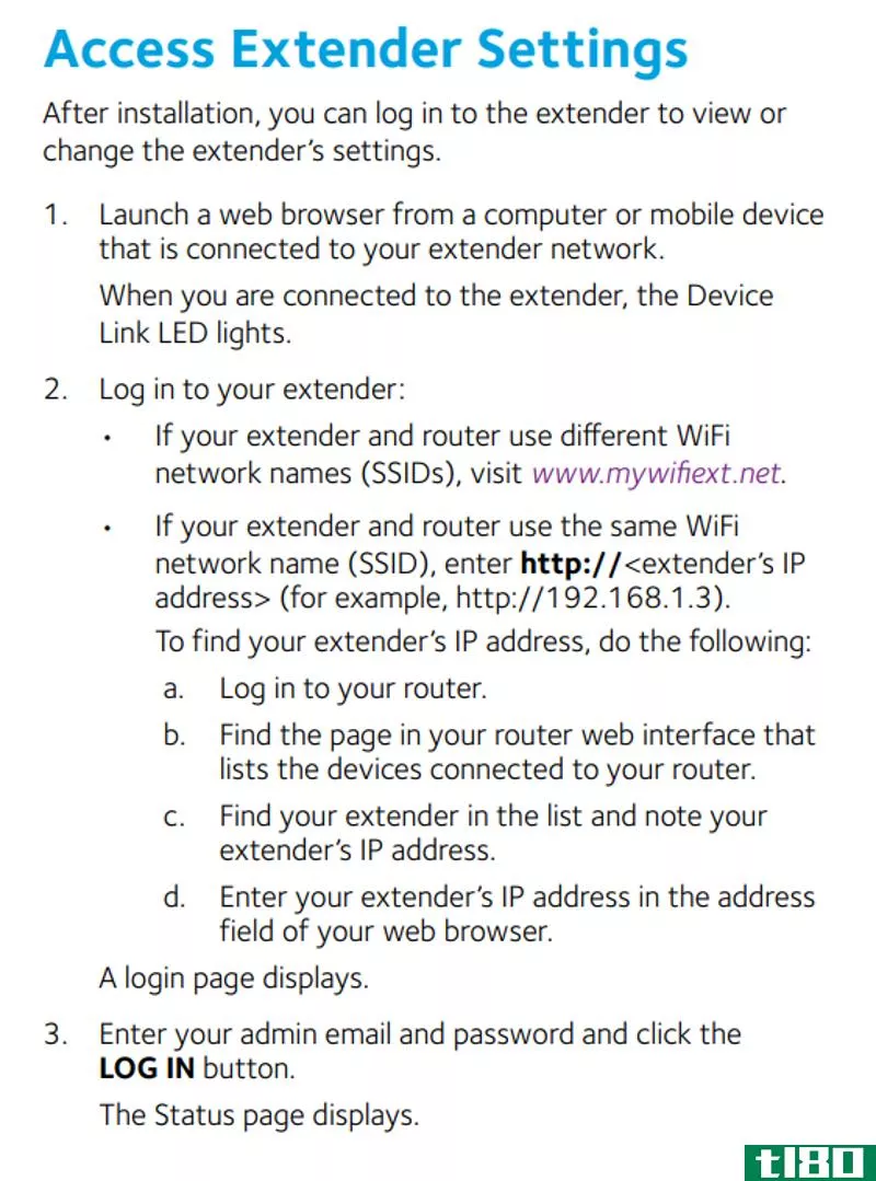 How to access a typical Netgear extender’s settings.