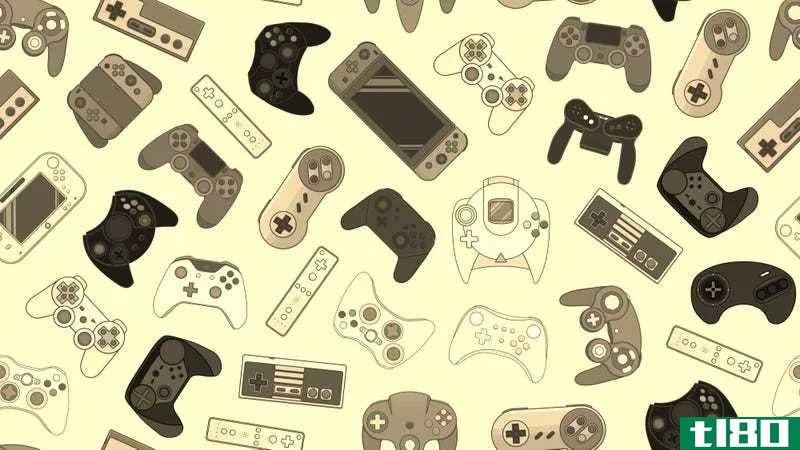 An illustration of many different video game systems and controllers