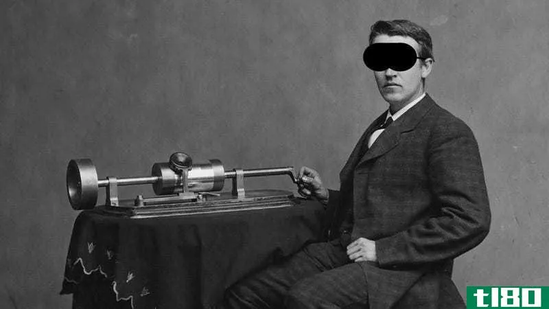 Thomas Edison wearing his favorite sleeping mask. Okay, I added that...