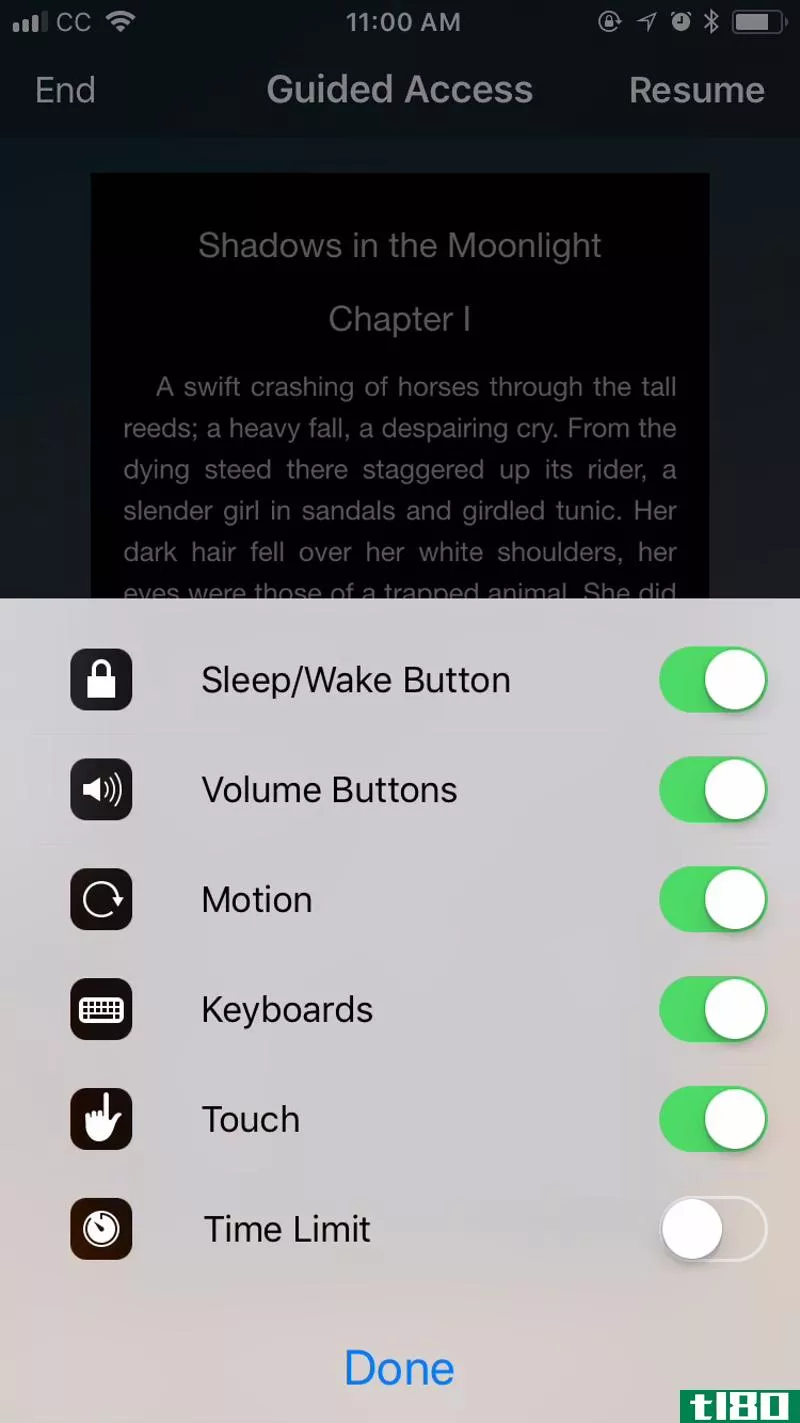 Guided Access opti*** on iOS