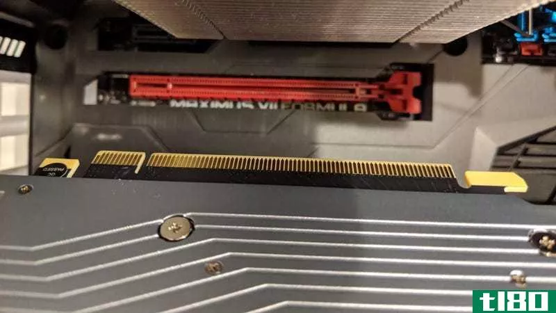 When inserting a new graphics card, you’ll need to give it a little force to trigger the latch on your PCI Express slot. Don’t go Hulk when inserting your graphics card; only a little pressure is necessary. You should hear or feel the click.