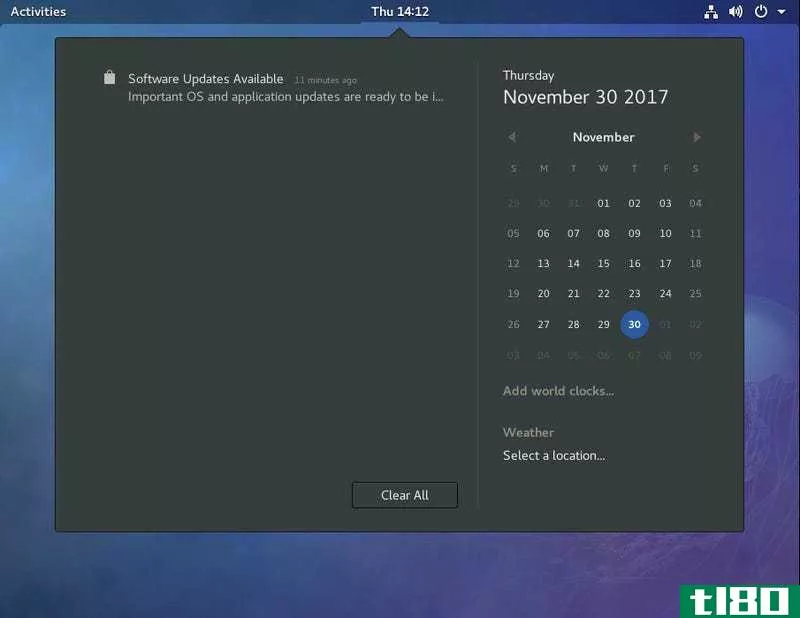 The GNOME Calendar/Notification popup.