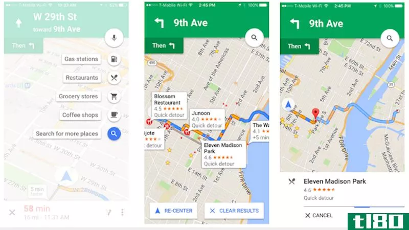 googlemapsforiphone现在显示了沿途的停车点，让你很容易找到便宜的汽油