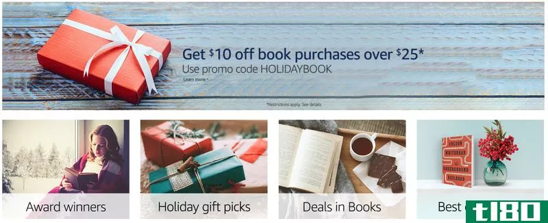 $10 off any $25 physical book order, promo code HOLIDAYBOOK