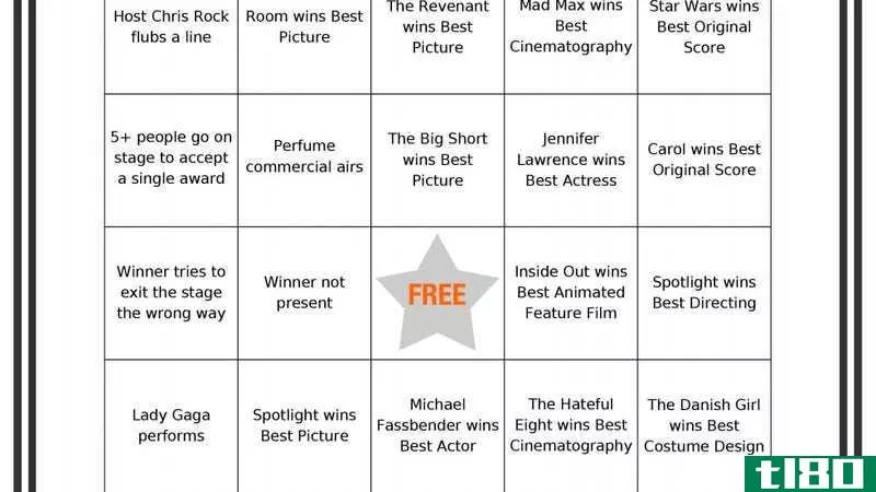 Illustration for article titled Liven Up Your Oscar Night Party with These Printable Bingo Cards