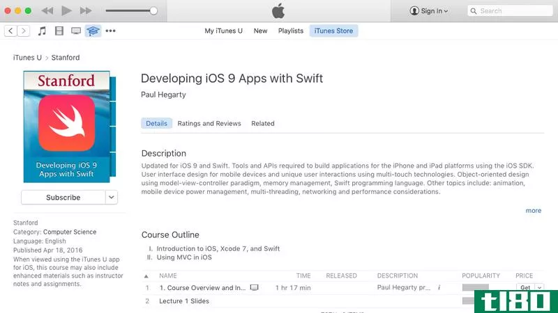 斯坦福大学的iOS9应用程序开发与swift现在是可用的