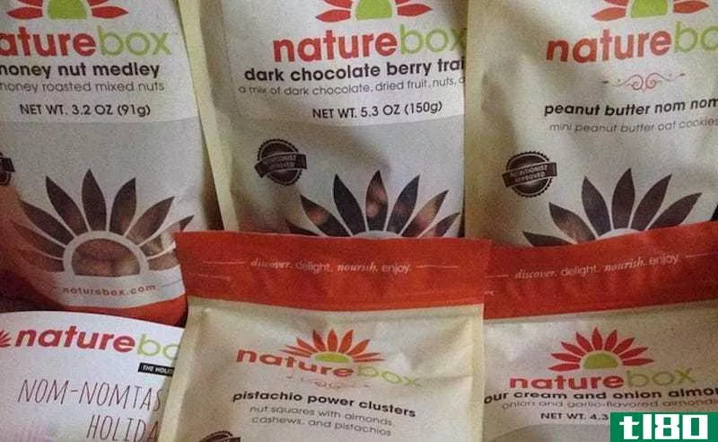 Five resealable backs of snacks come in every Naturebox.