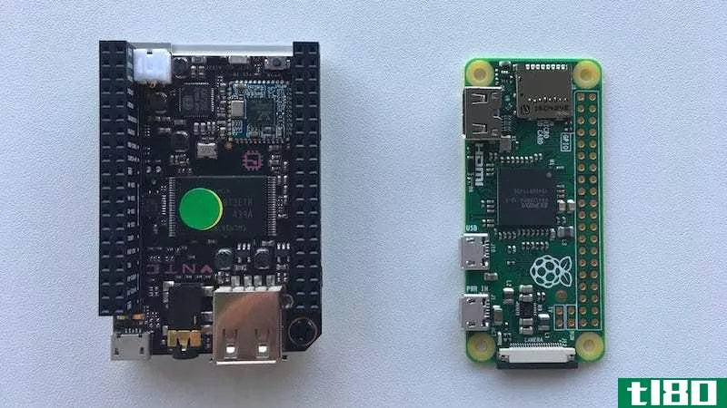 Here’s the C.H.I.P. on the left, the Raspberry Pi Zero on the right