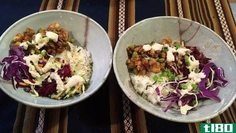 His and Hers purple power bowls.