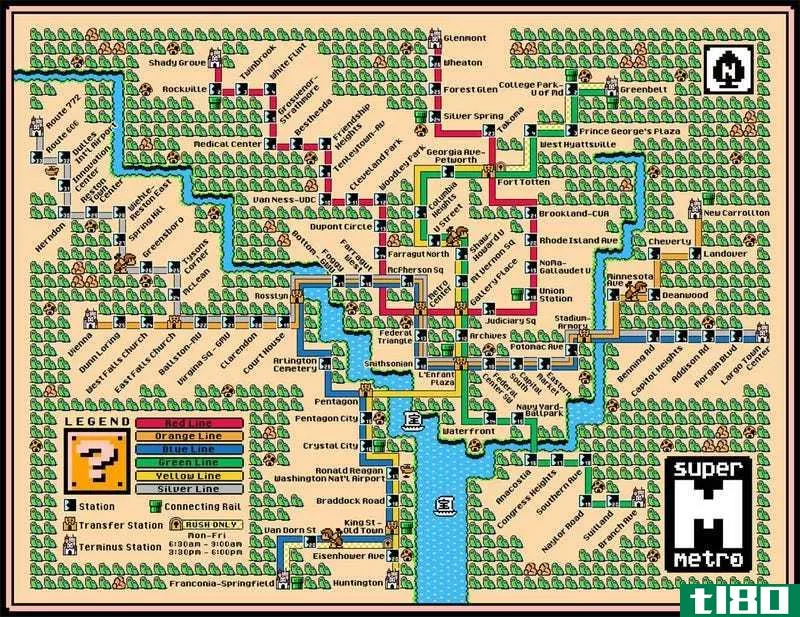 带着这些超级马里奥主题的地铁地图在城市里走来走去