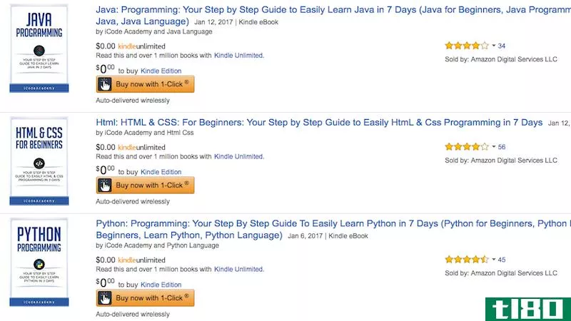 Illustration for article titled Snag Three Free Programming Guides for HTML, Python, and Java for Your Kindle Right Now