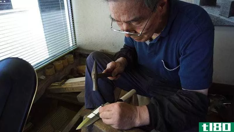 Master knife-maker in Kyoto, Japan.