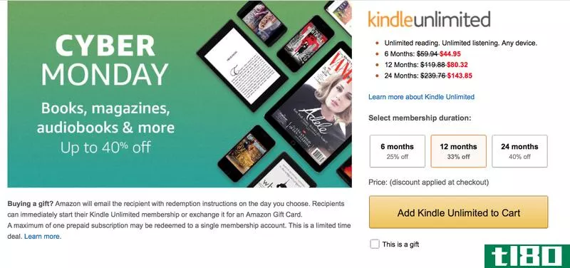 25-40% off Kindle Unlimited